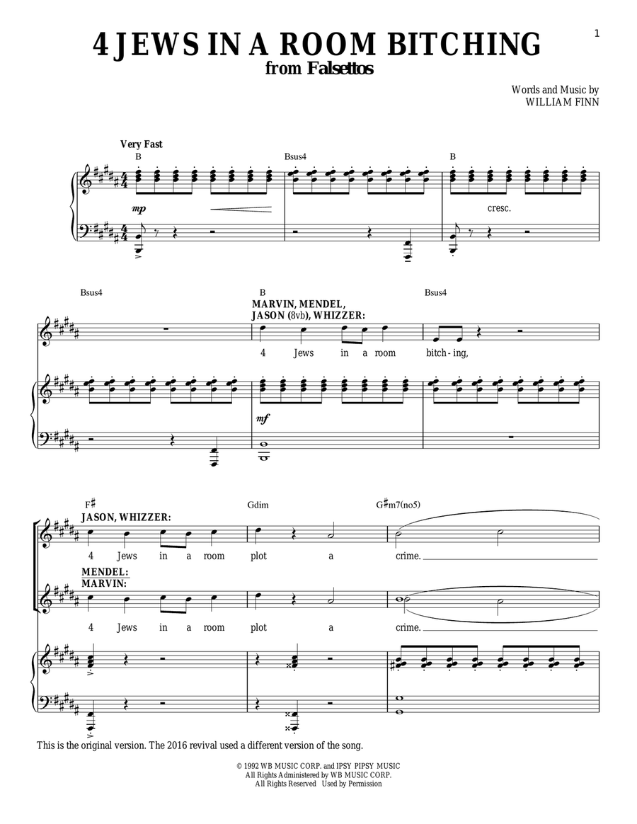 4 Jews In A Room Bitching Voice Solo scores gallery preview page 1