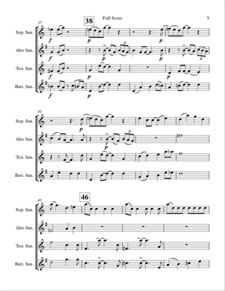 Baby, It's Cold Outside Saxophone Quartet scores gallery preview page 5