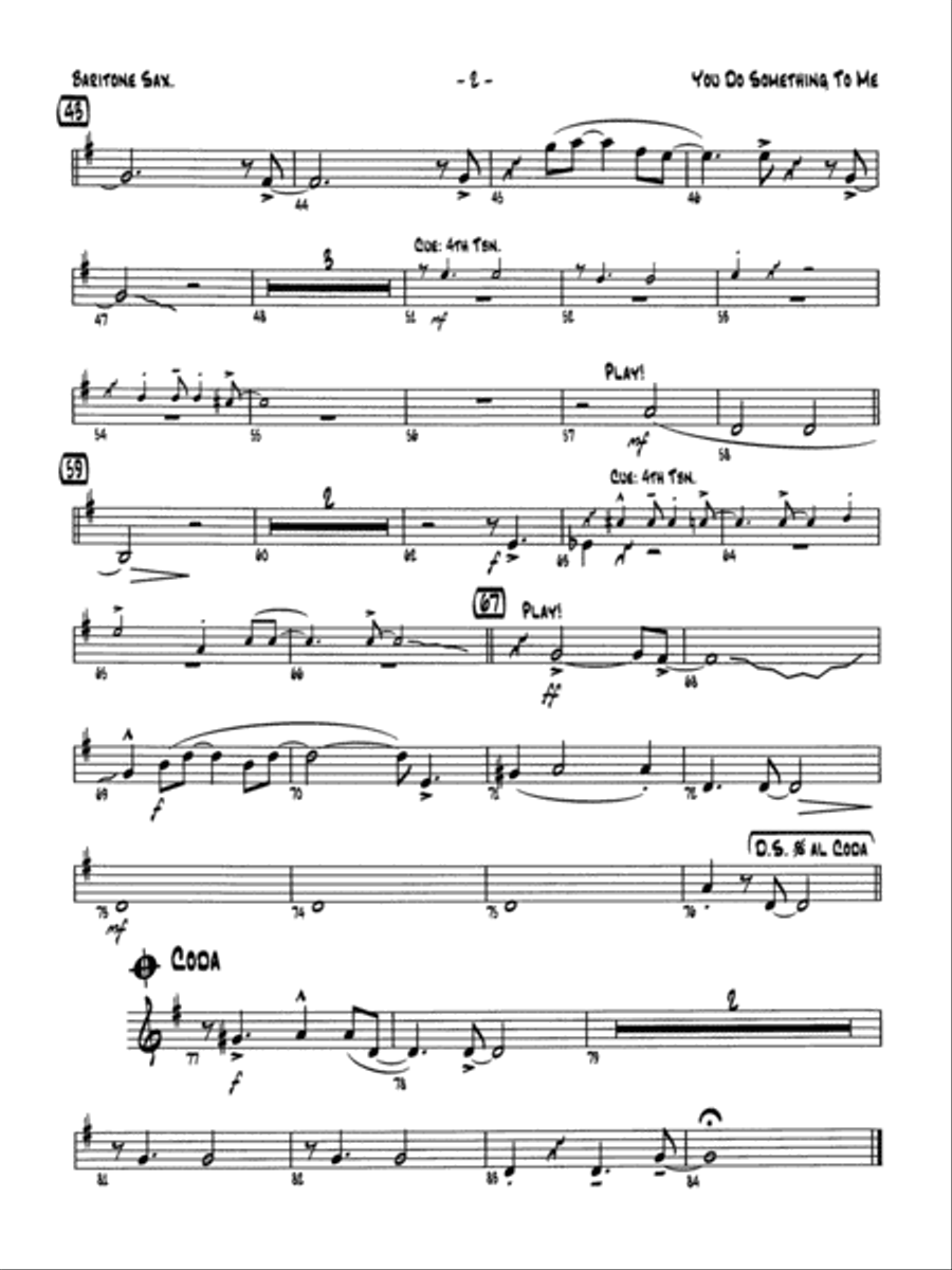 You Do Something to Me: E-flat Baritone Saxophone Jazz Ensemble scores gallery preview page 2