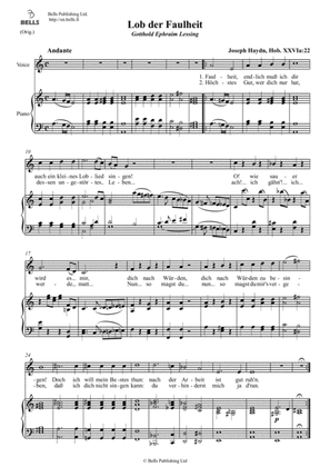 Lob der Faulheit, Hob. 26a (Original key. A minor)