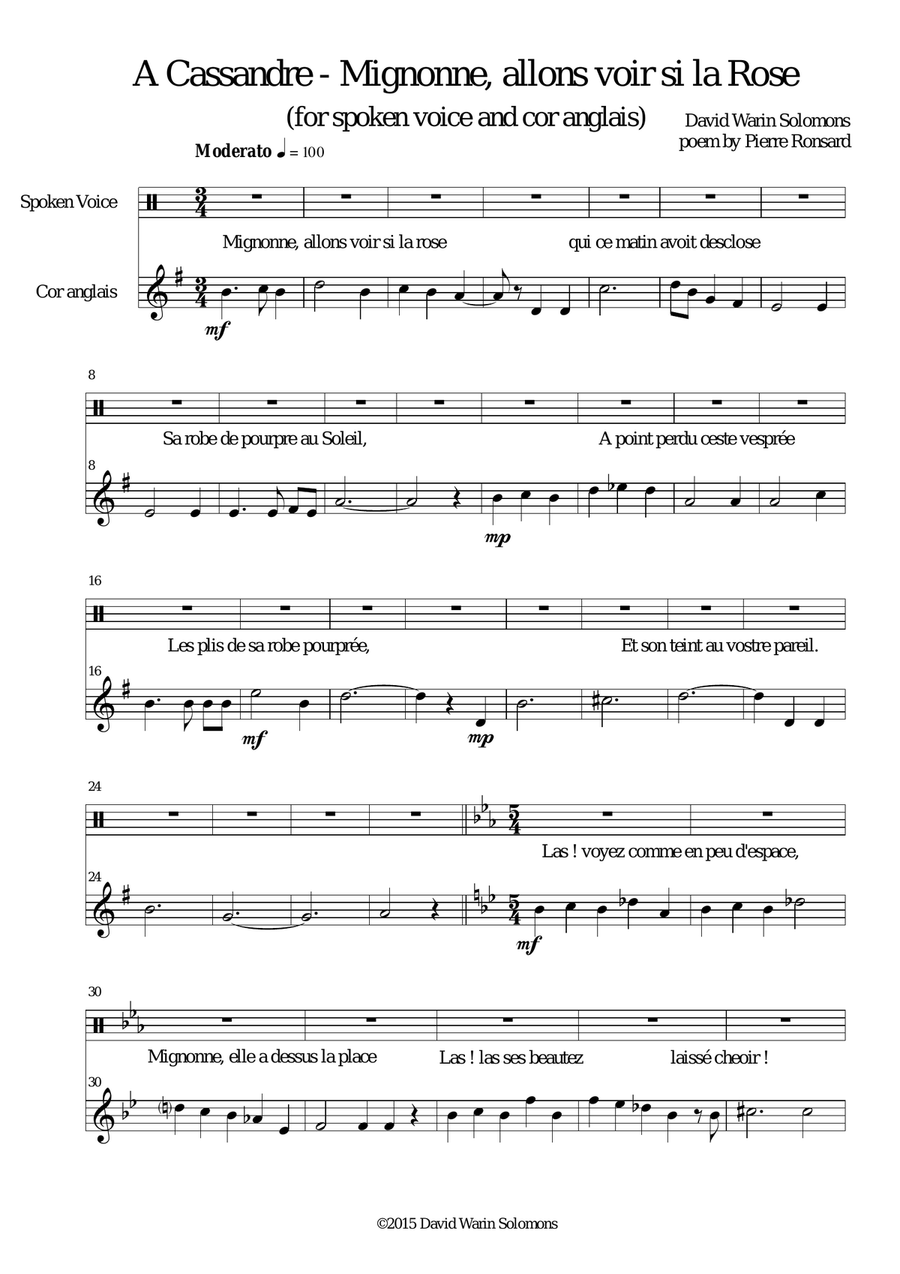 A Cassandre for cor anglais and narrator English Horn scores gallery preview page 1