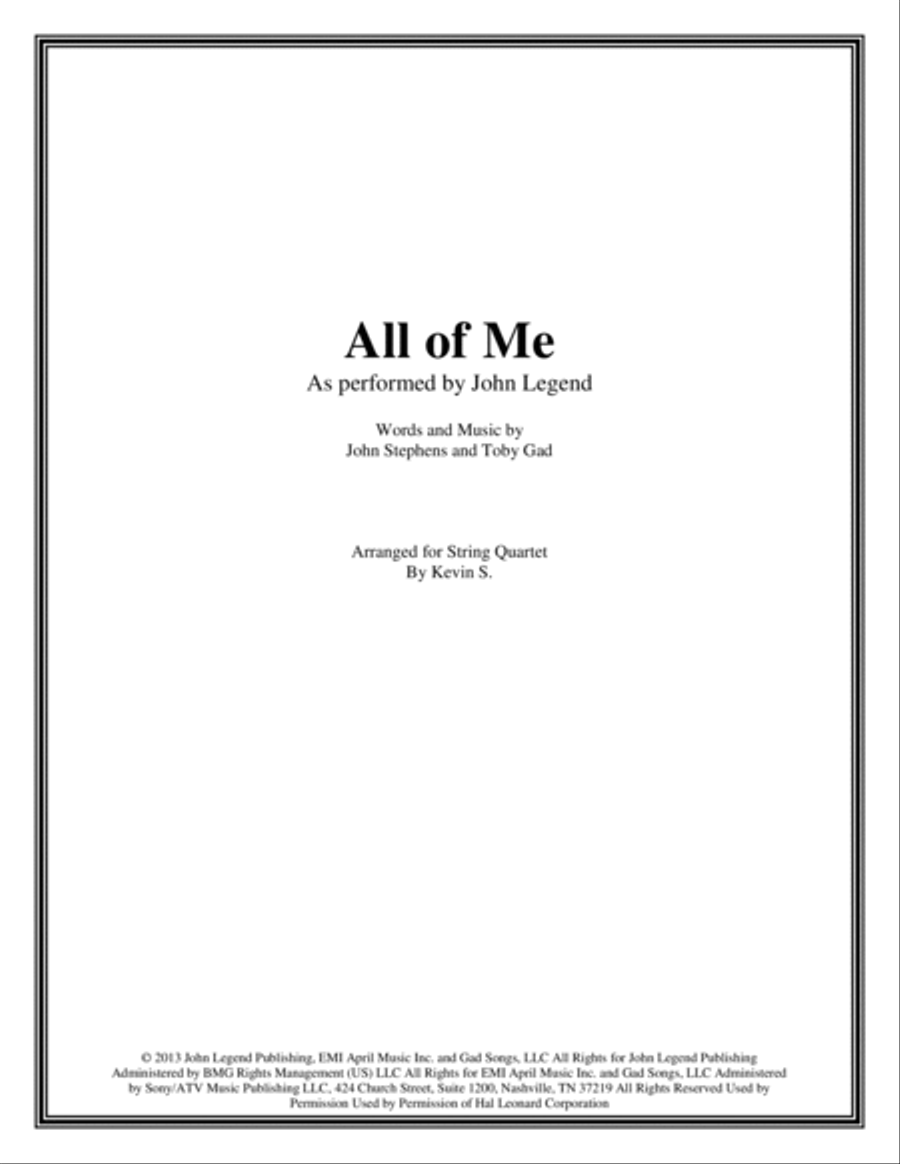 All Of Me String Quartet scores gallery preview page 1