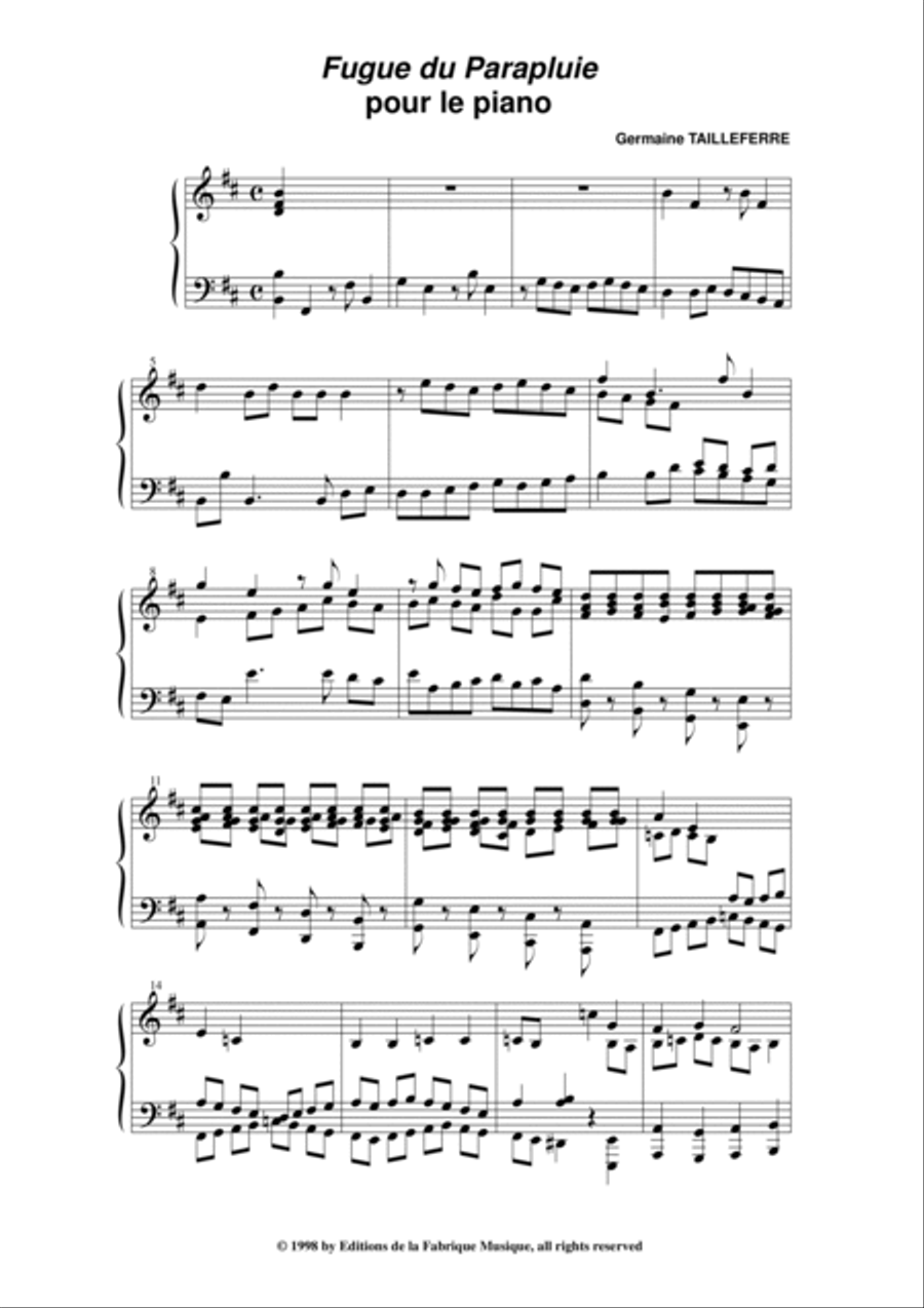 Germaine Tailleferre - Fugue de Parapluie for piano Piano Solo scores gallery preview page 2