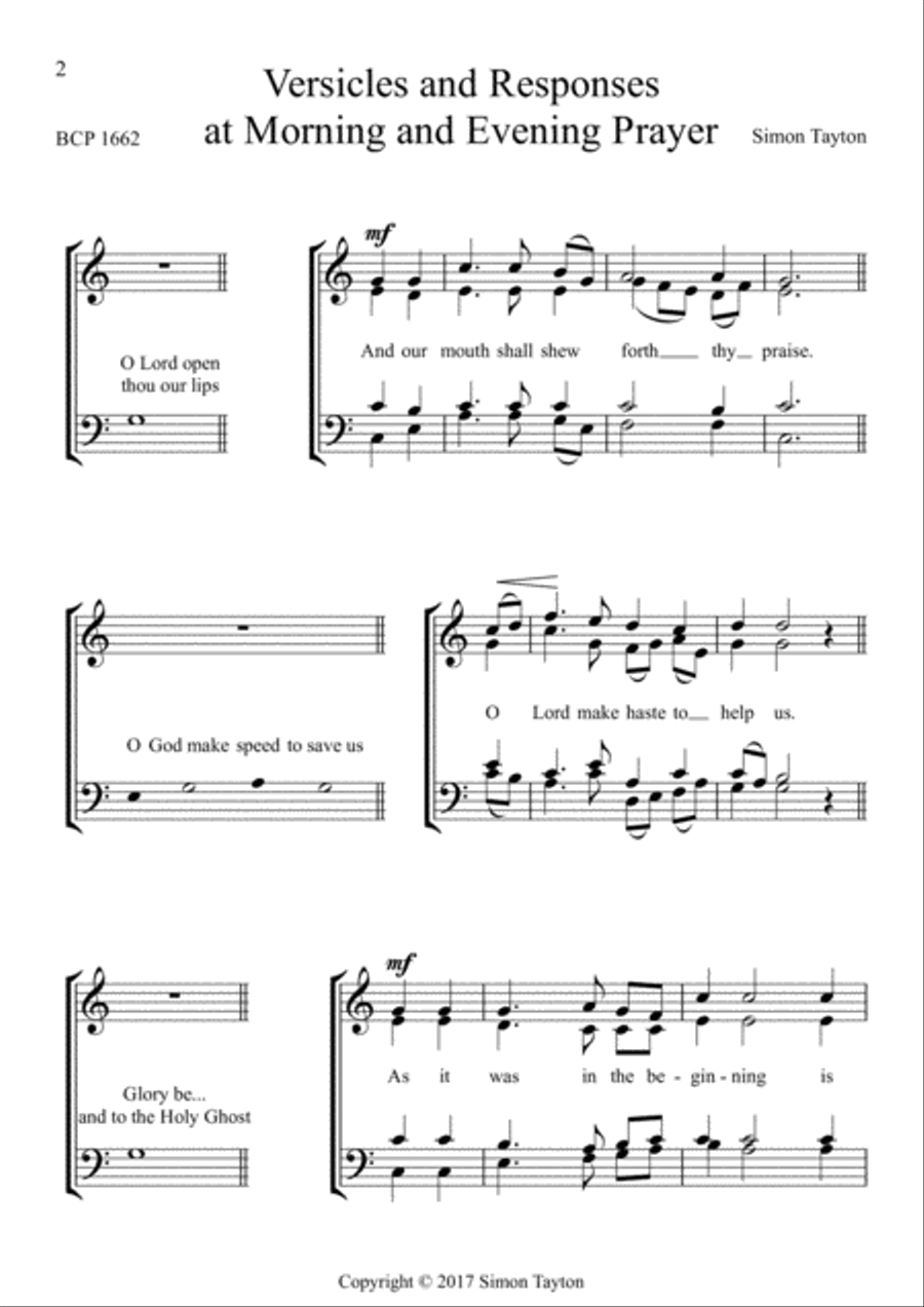 Versicles and Responses at Morning and Evening Prayer 4-Part scores gallery preview page 2