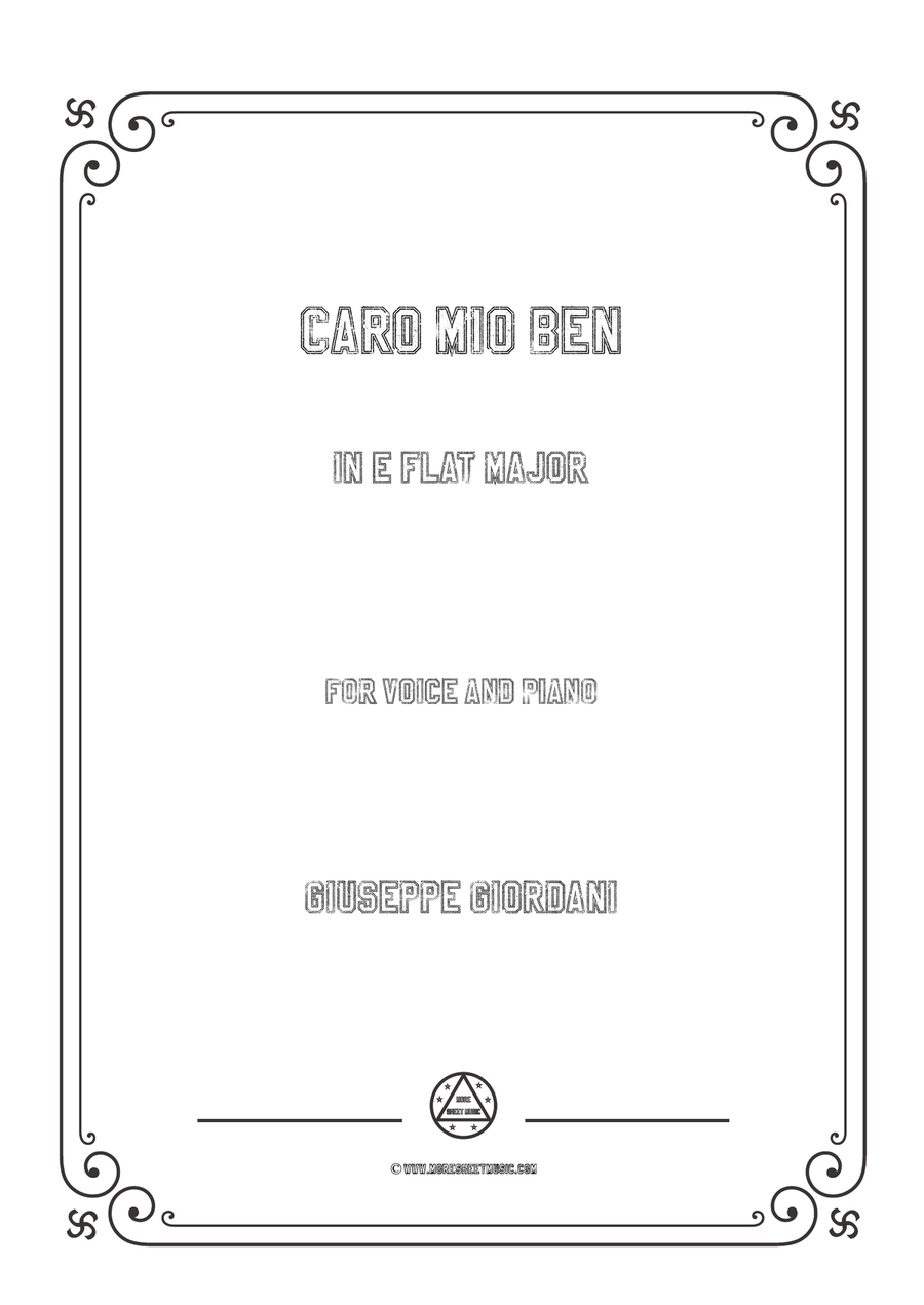 Giordani,Giuseppe-Caro mio ben in E flat Major,for Voice and Piano Piano, Vocal scores gallery preview page 1
