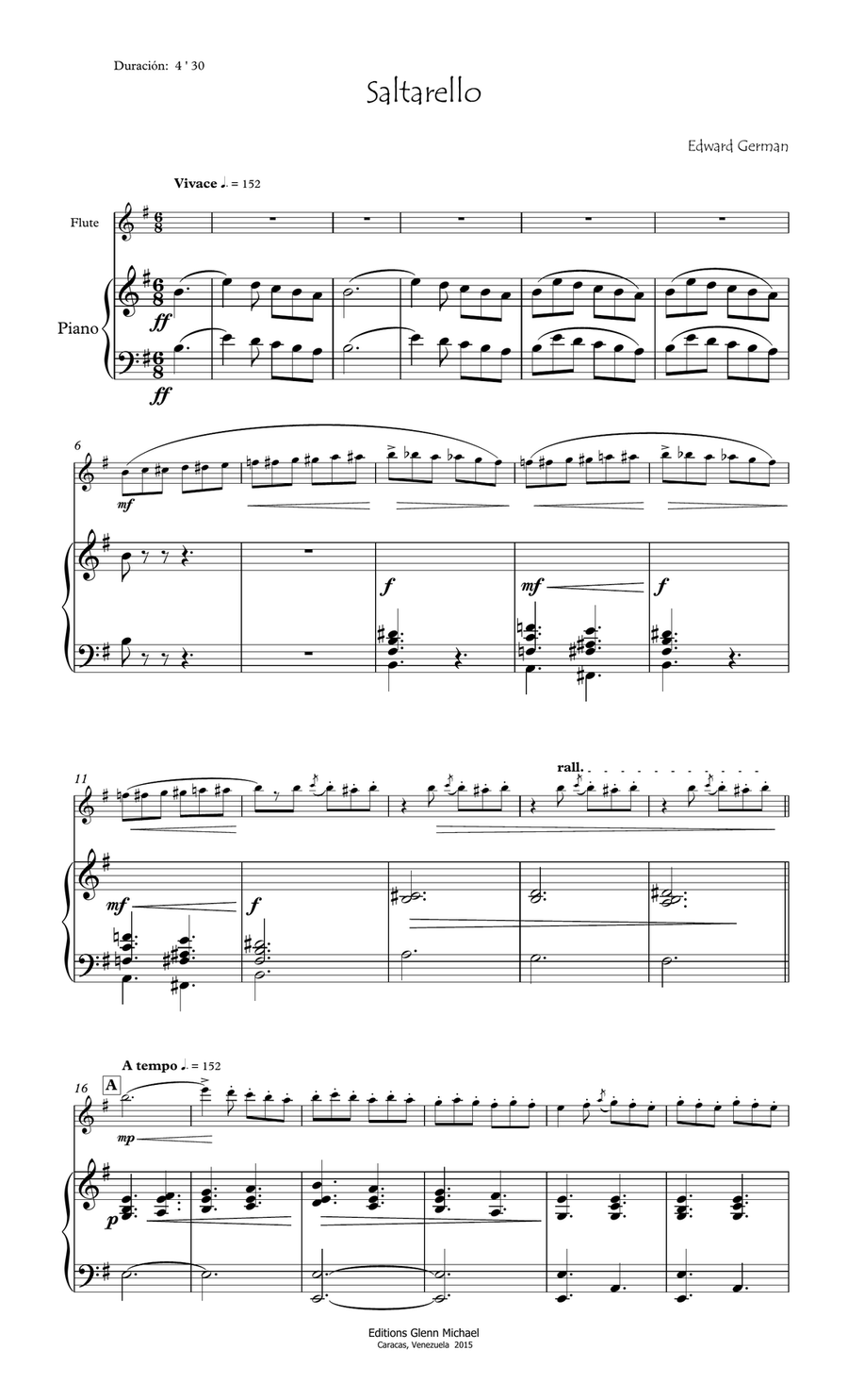 Saltarello for flute & piano Flute Solo scores gallery preview page 1