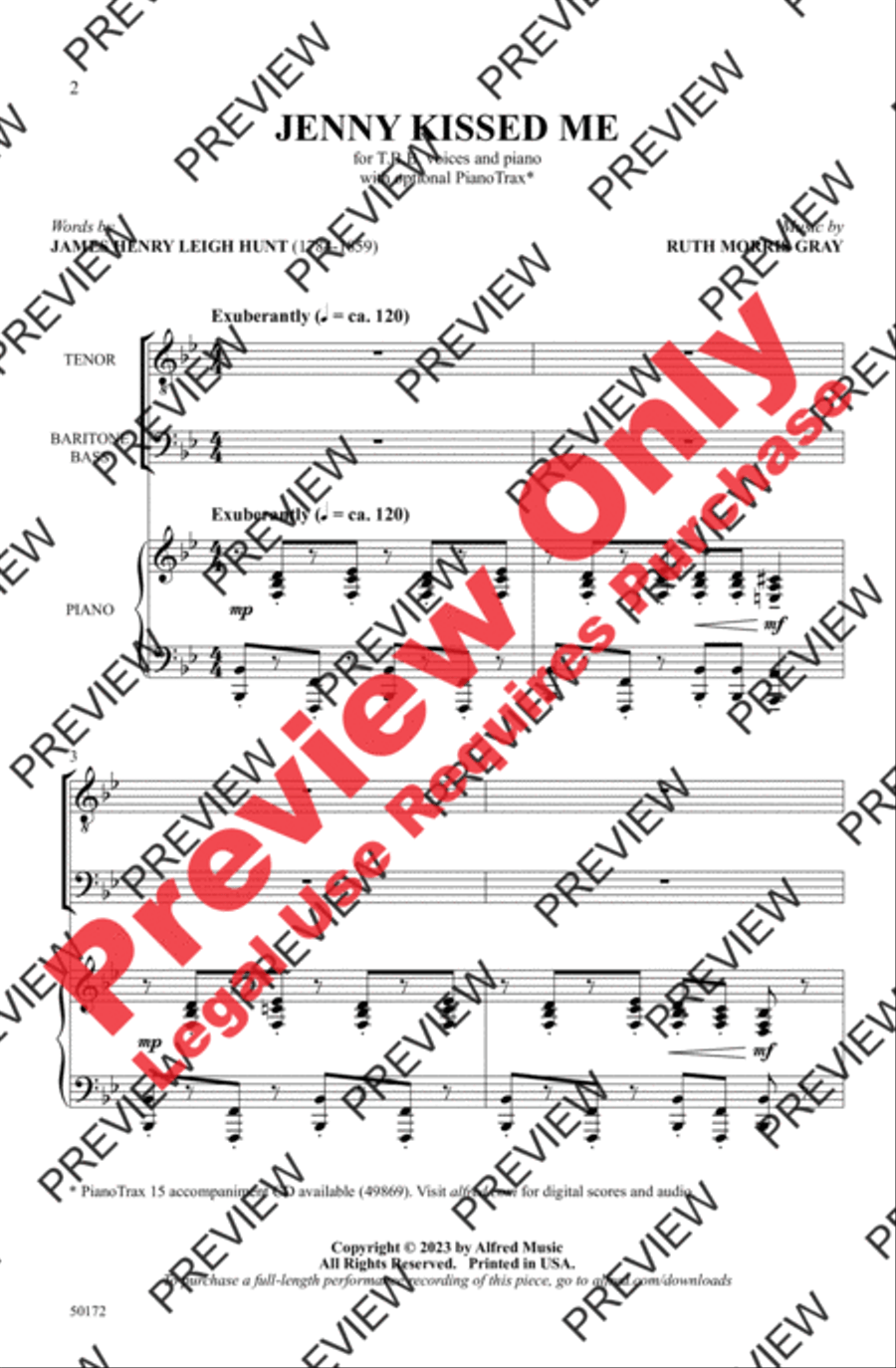Jenny Kissed Me Men's Choir scores gallery preview page 2