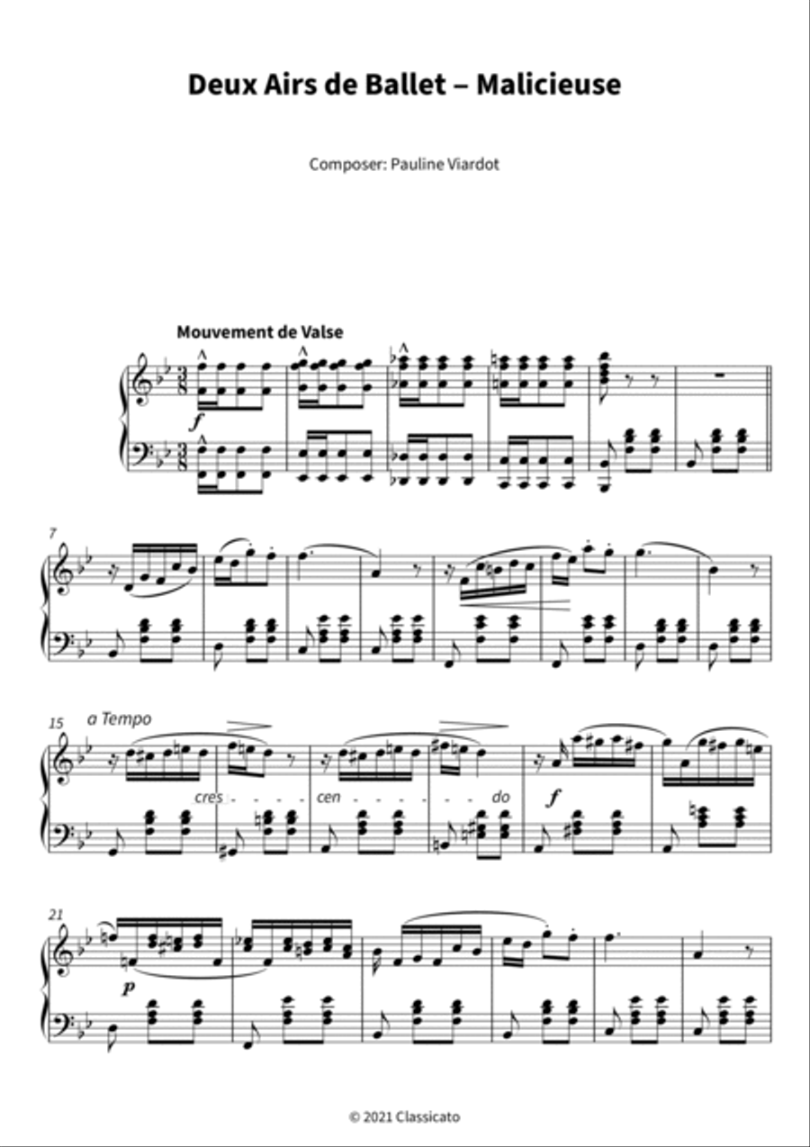 Deux Airs de Ballet - Malicieuse Piano scores gallery preview page 3