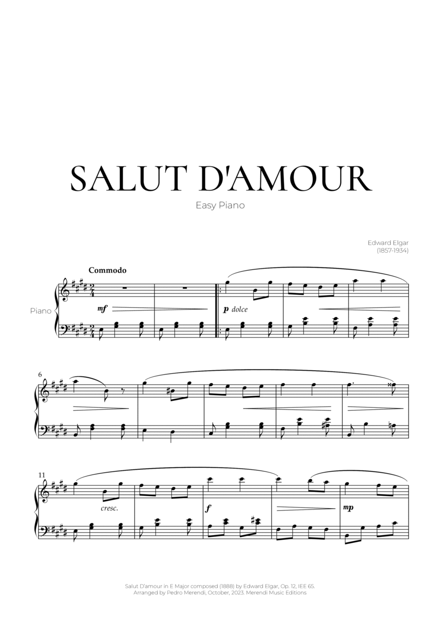 Salut D’amour (Easy Piano) - Edward Elgar Easy Piano scores gallery preview page 1