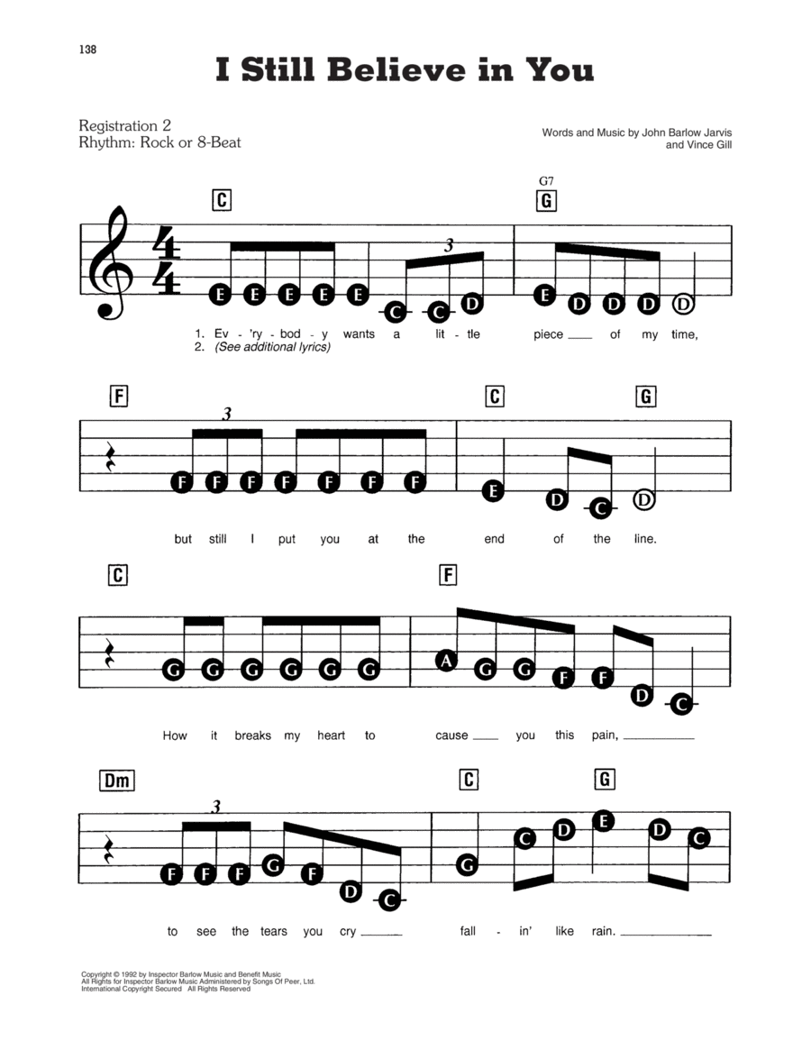 I Still Believe In You Electronic Keyboard scores gallery preview page 1