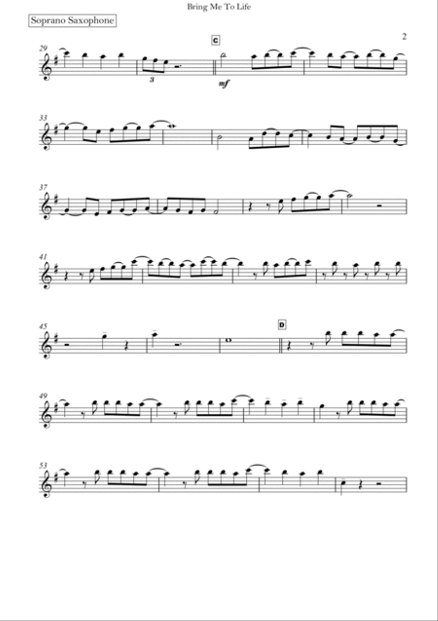 Bring Me To Life Saxophone Quartet scores gallery preview page 6