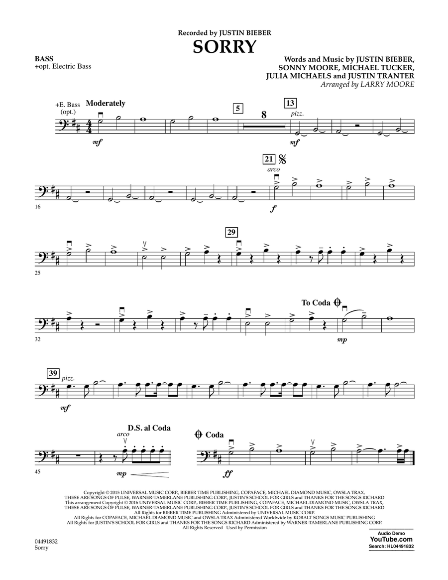 Sorry - Bass Orchestra scores gallery preview page 1