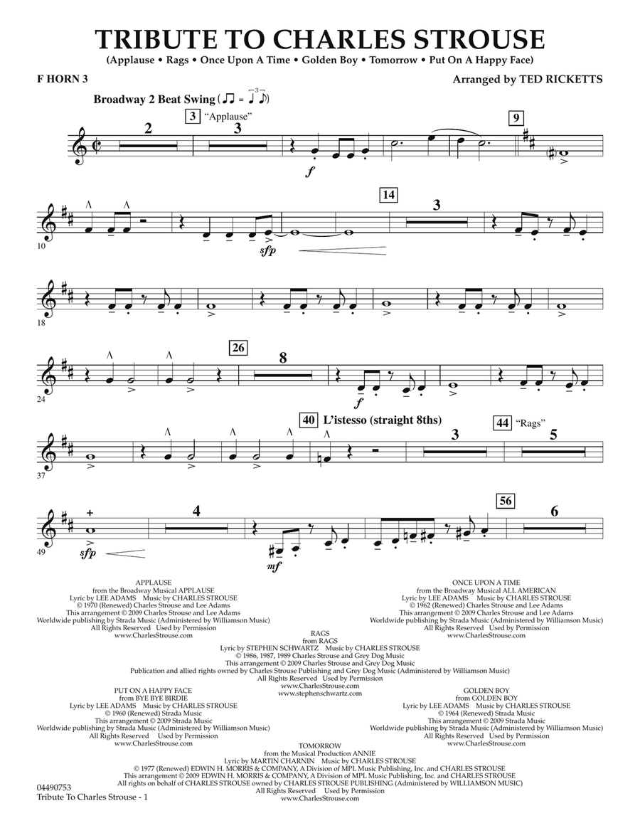 Tribute to Charles Strouse - F Horn 3