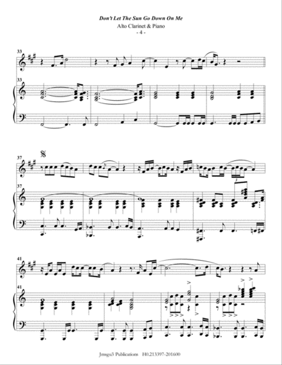 Don't Let The Sun Go Down On Me E-Flat Clarinet scores gallery preview page 4