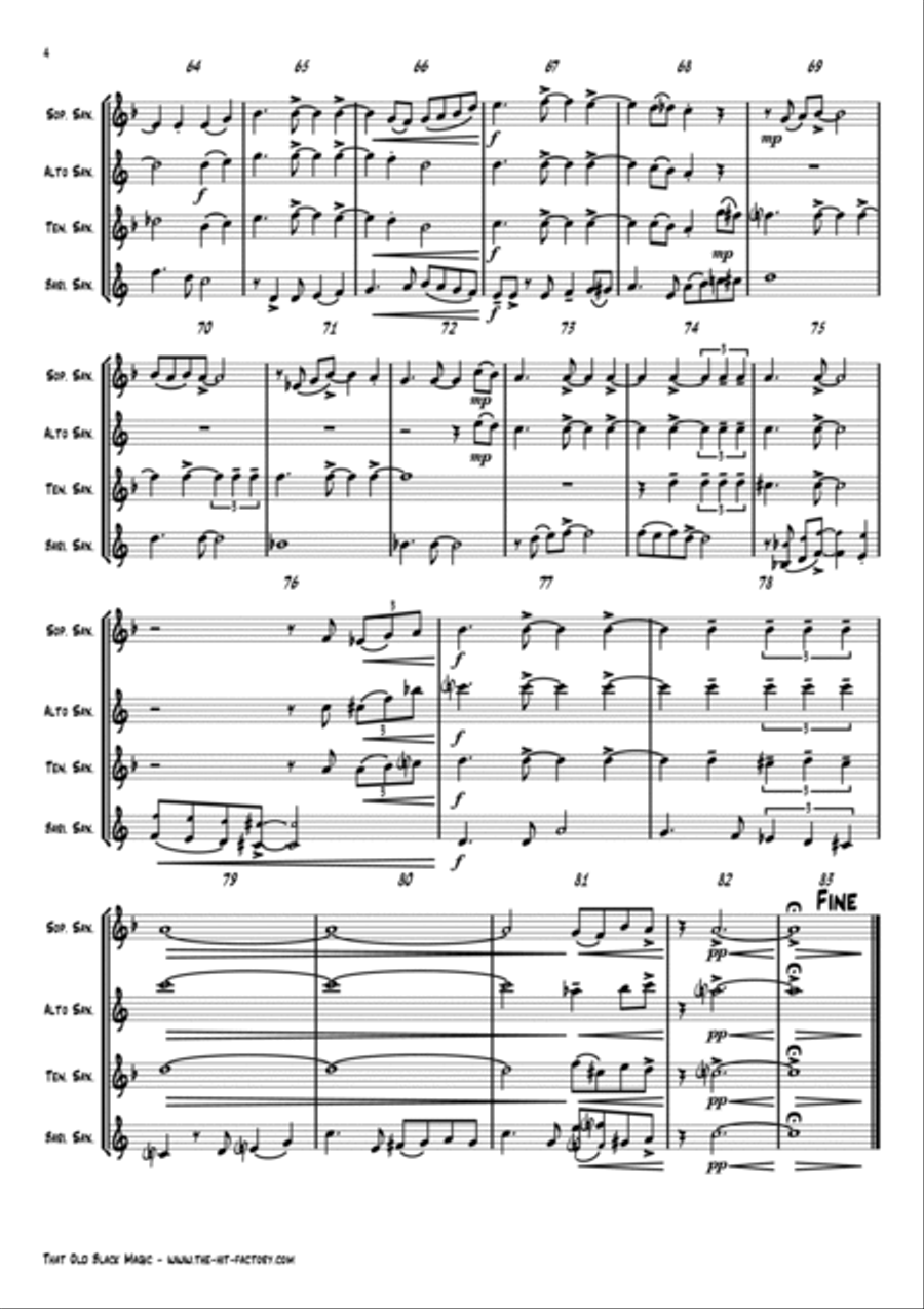 That Old Black Magic Woodwind Quartet scores gallery preview page 4