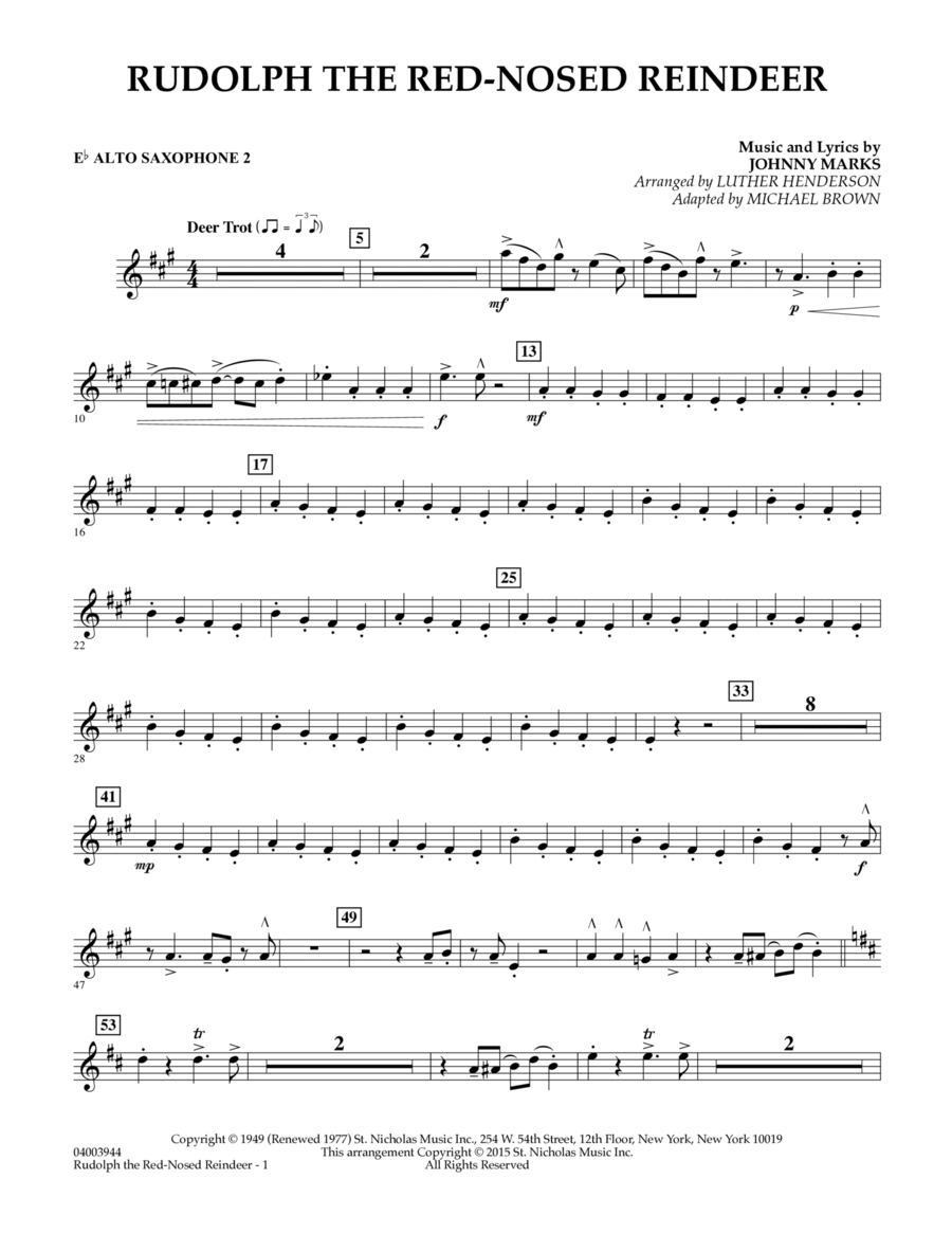 Rudolph the Red-Nosed Reindeer (Canadian Brass) - Eb Alto Saxophone 2