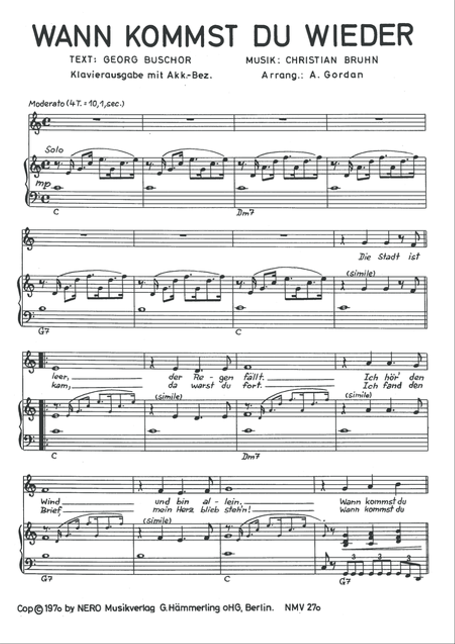 Wann kommst Du wieder Piano, Vocal scores gallery preview page 3