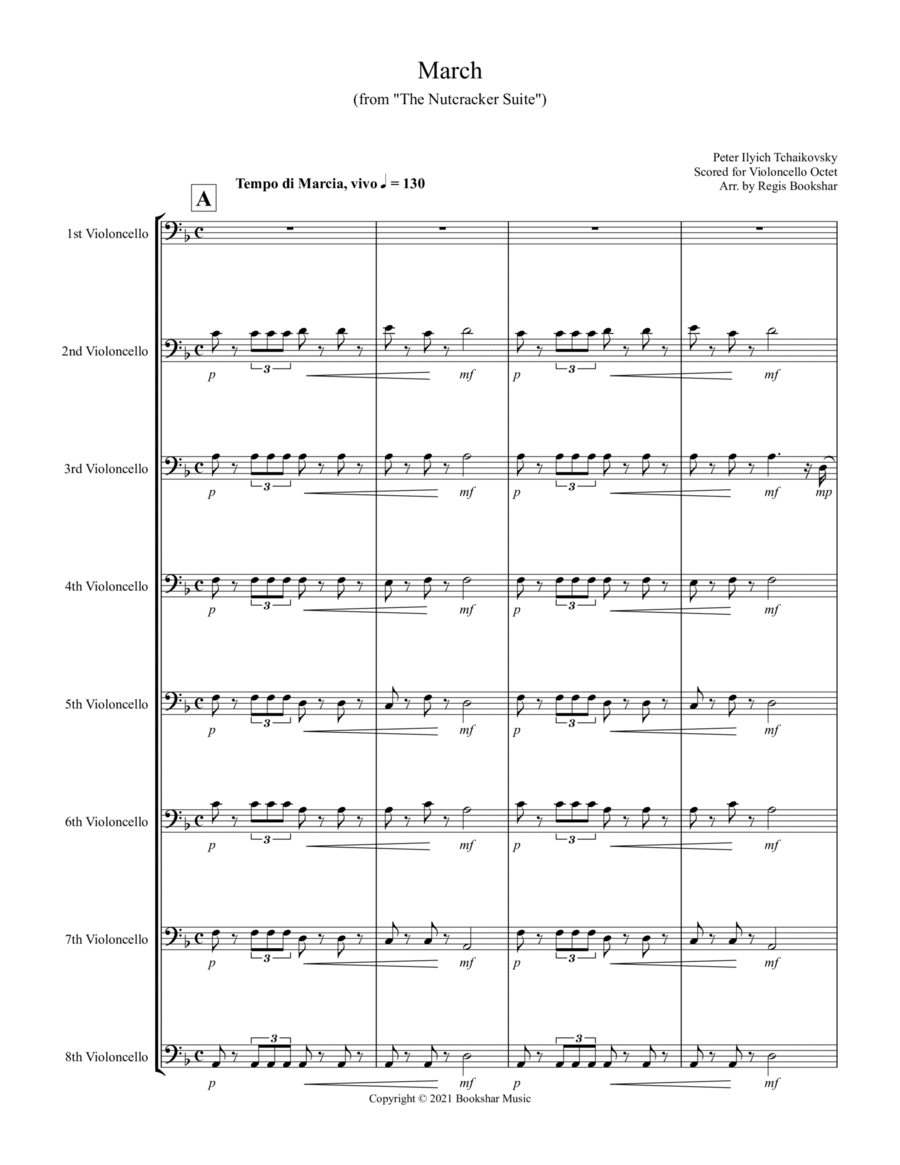 March (from "The Nutcracker Suite") (F) (Violoncello Octet)