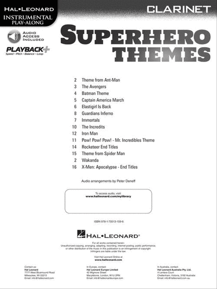 Superhero Themes Instrumental Play-Along for Clarinet
