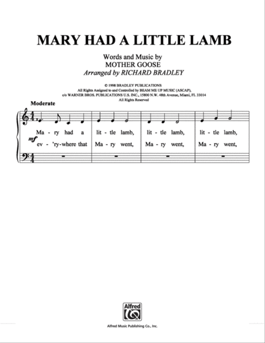 Mary Had a Little Lamb Mary Had a Little Lamb Easy Piano scores gallery preview page 1