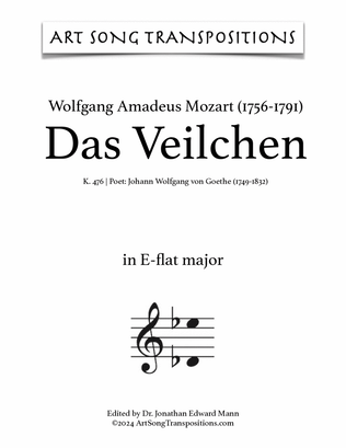 Book cover for MOZART: Das Veilchen, K. 476 (transposed to E-flat major)