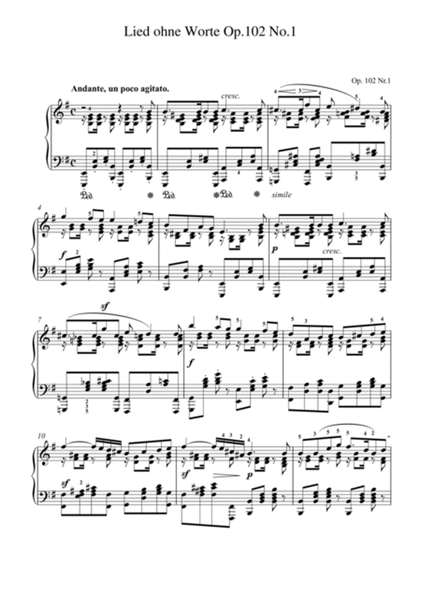 Mendelssohn-Lied ohne Worte Op.102 No.1(Piano) image number null