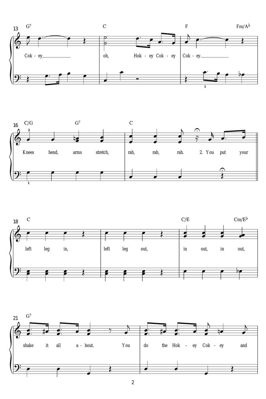 The Hokey Cokey Easy Piano scores gallery preview page 2