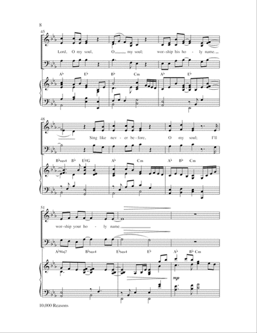 10,000 Reasons (Bless the Lord) 4-Part scores gallery preview page 8