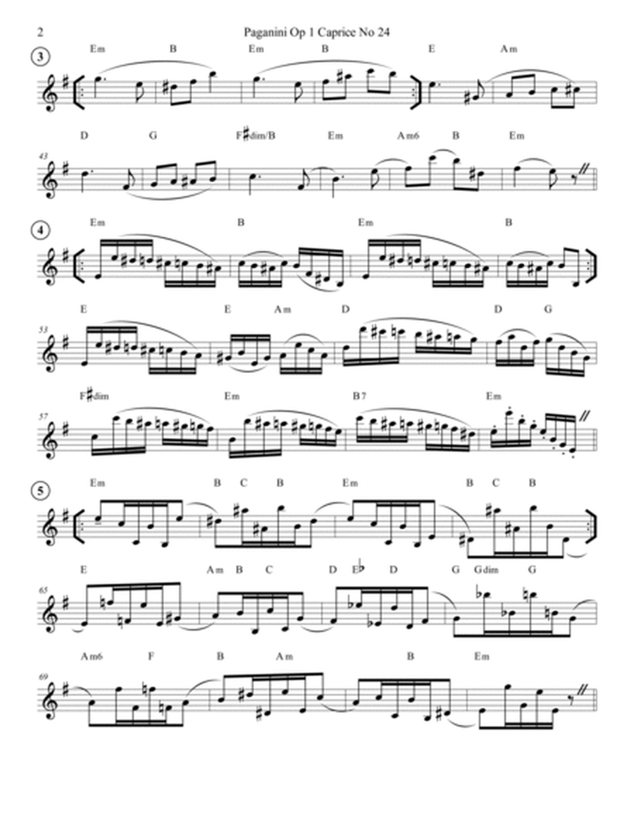 Paganini Op 1 Caprice No 24 Variations For Solo English Horn or Oboe
