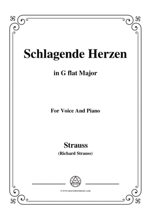Book cover for Richard Strauss-Schlagende Herzen in G flat Major,for Voice and Piano