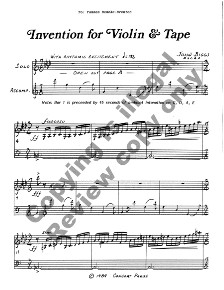 Invention for Violin & Tape Violin Solo scores gallery preview page 13
