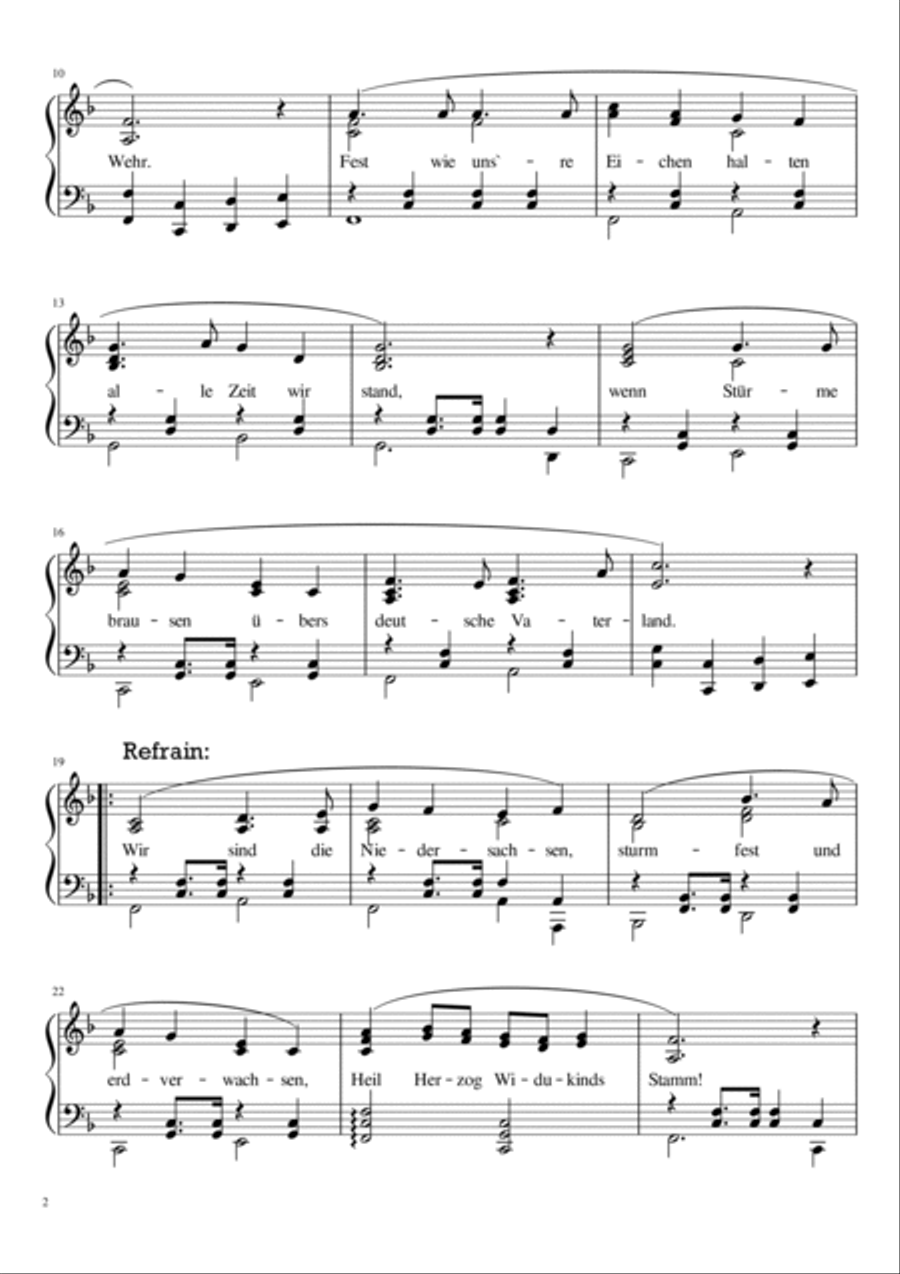 Niedersachsenlied Niedersachsenlied Voice scores gallery preview page 2