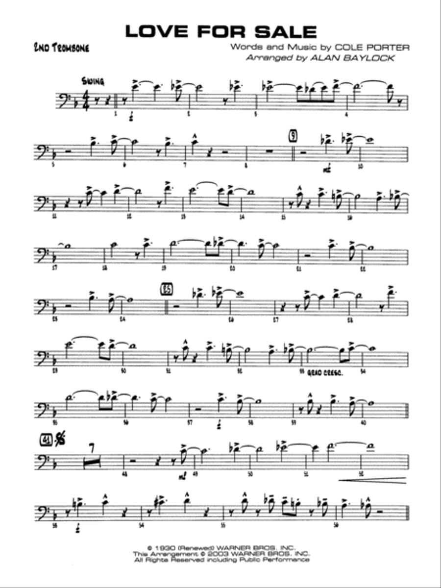 Love for Sale: 2nd Trombone Jazz Ensemble scores gallery preview page 1
