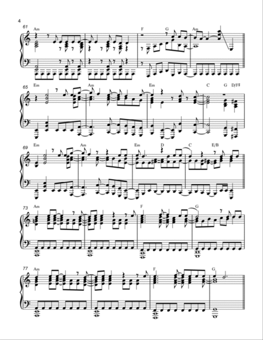 Lonely Nights Piano Solo scores gallery preview page 4