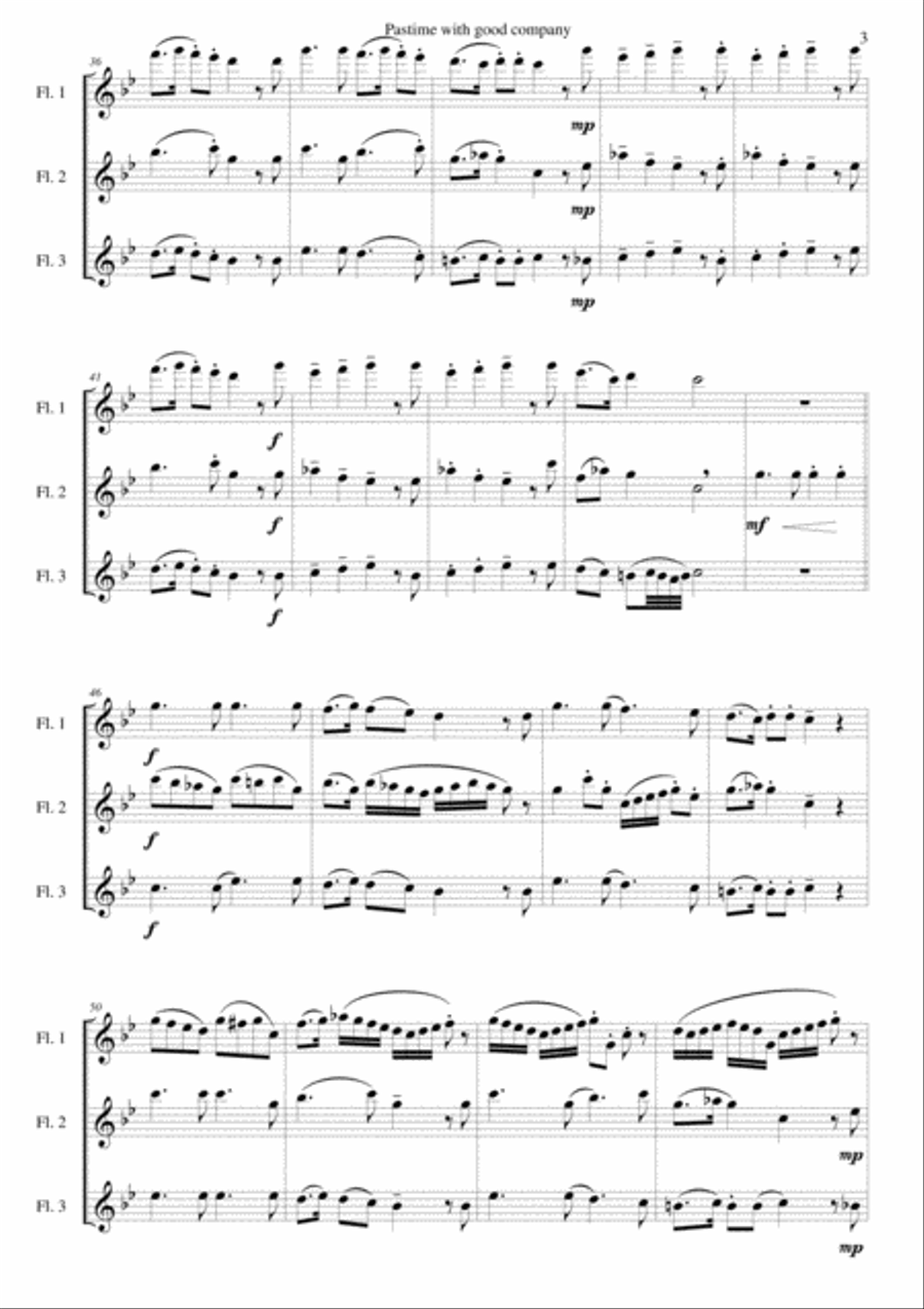 Pastime with good company for flute trio (3 flutes) Flute Trio scores gallery preview page 3