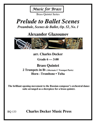 Book cover for Prelude to Ballet Scenes for Brass Quintet
