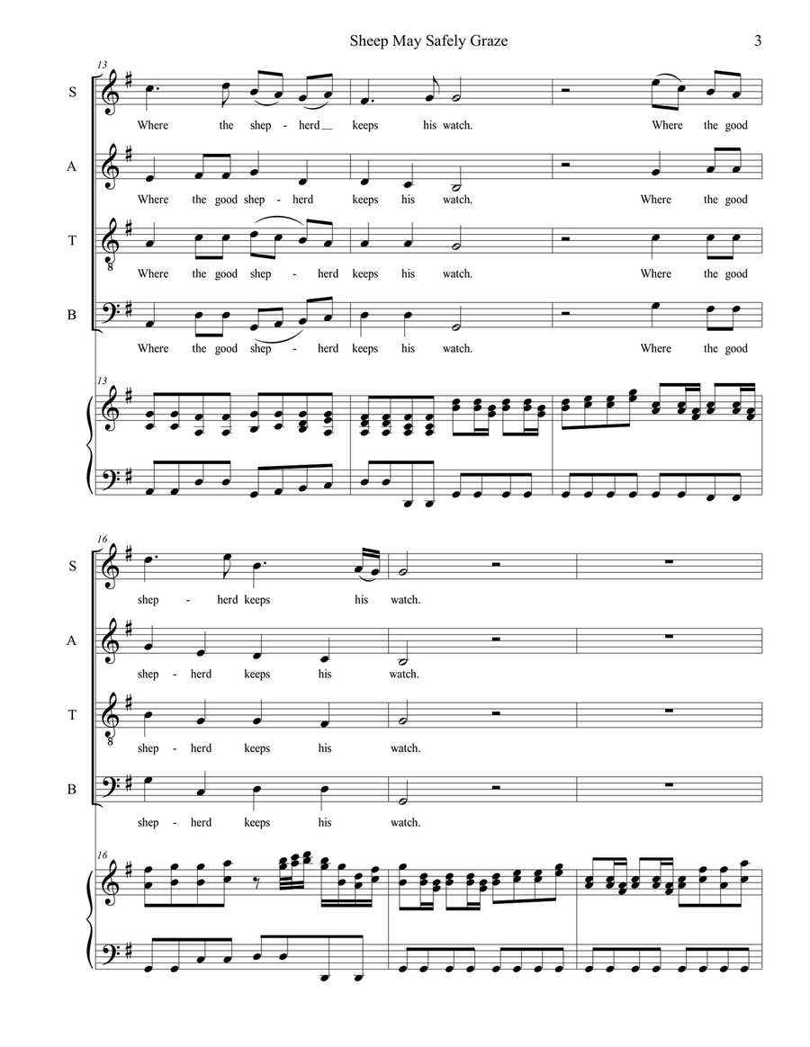 Sheep May Safely Graze (SATB) 4-Part scores gallery preview page 3