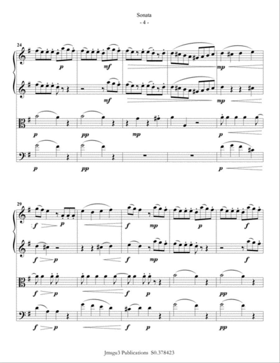 Beethoven: Sonata Op. 49 No. 2 for String Quartet String Quartet scores gallery preview page 5