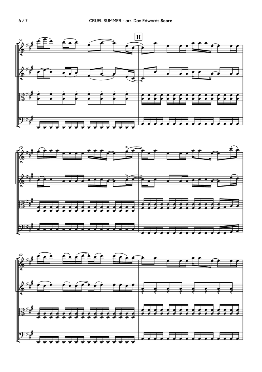 Cruel Summer String Quartet scores gallery preview page 6