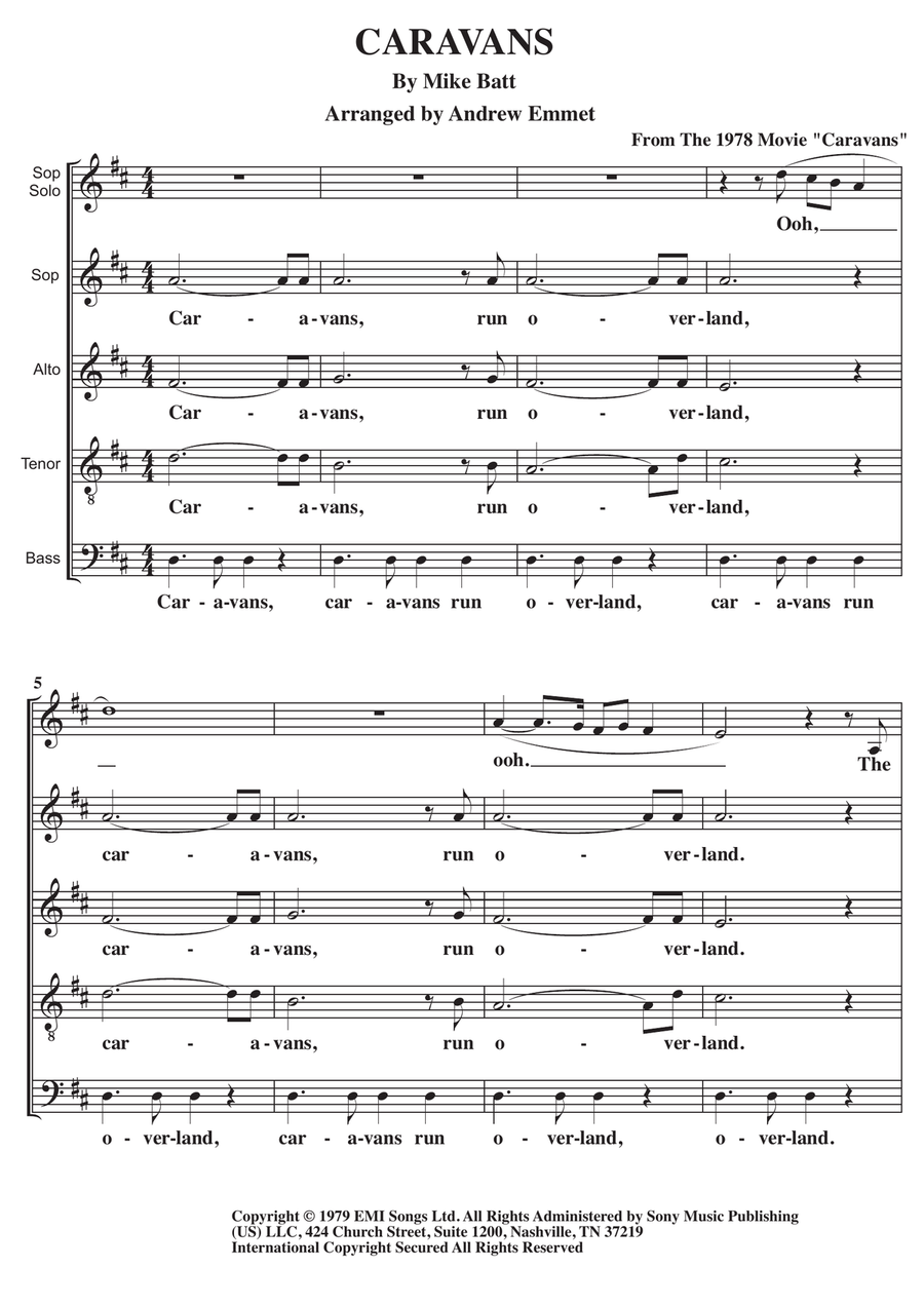 Caravans Theme 4-Part scores gallery preview page 1