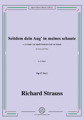 Book cover for Richard Strauss-Seitdem dein Aug' in meines schaute,in A Major
