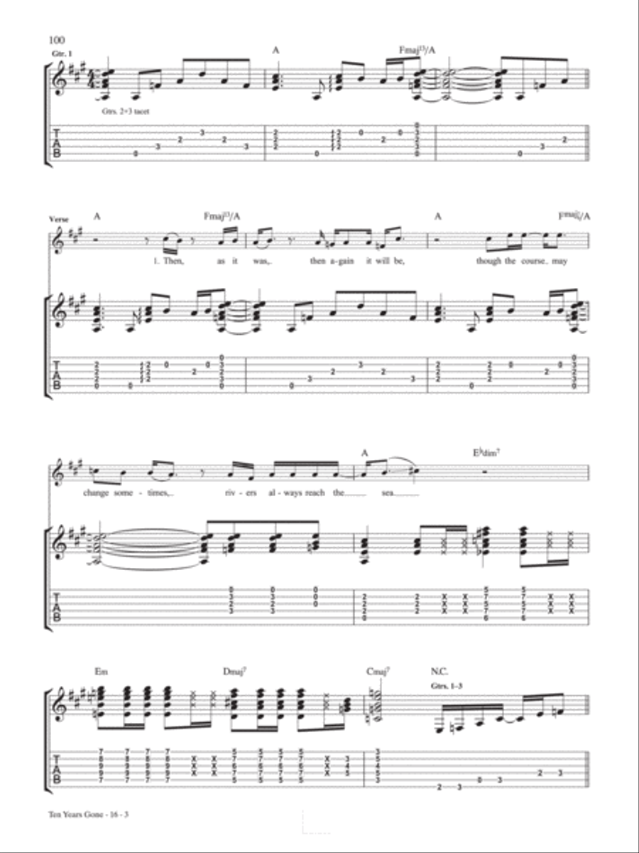 Ten Years Gone Guitar Tablature scores gallery preview page 3
