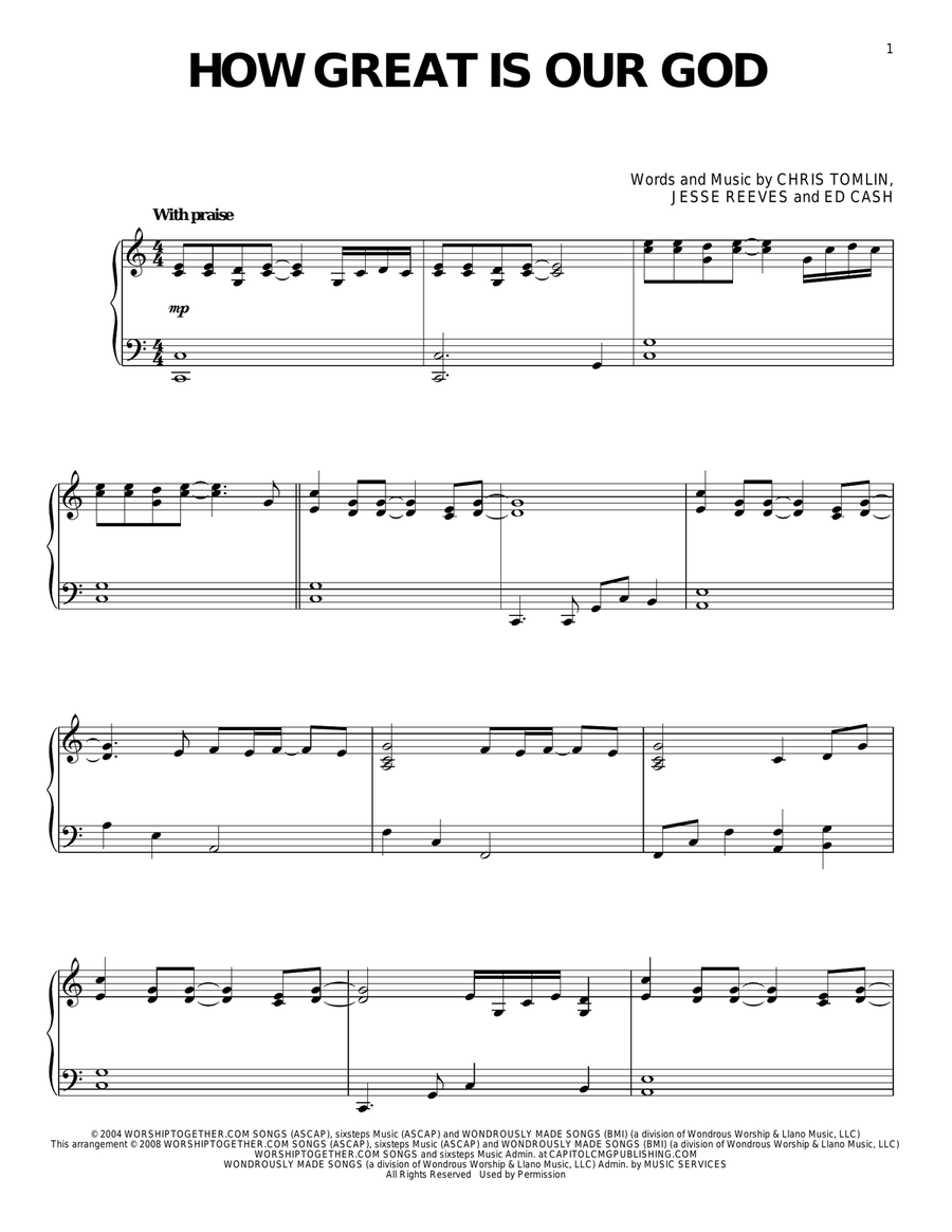 How Great Is Our God Piano Solo scores gallery preview page 1