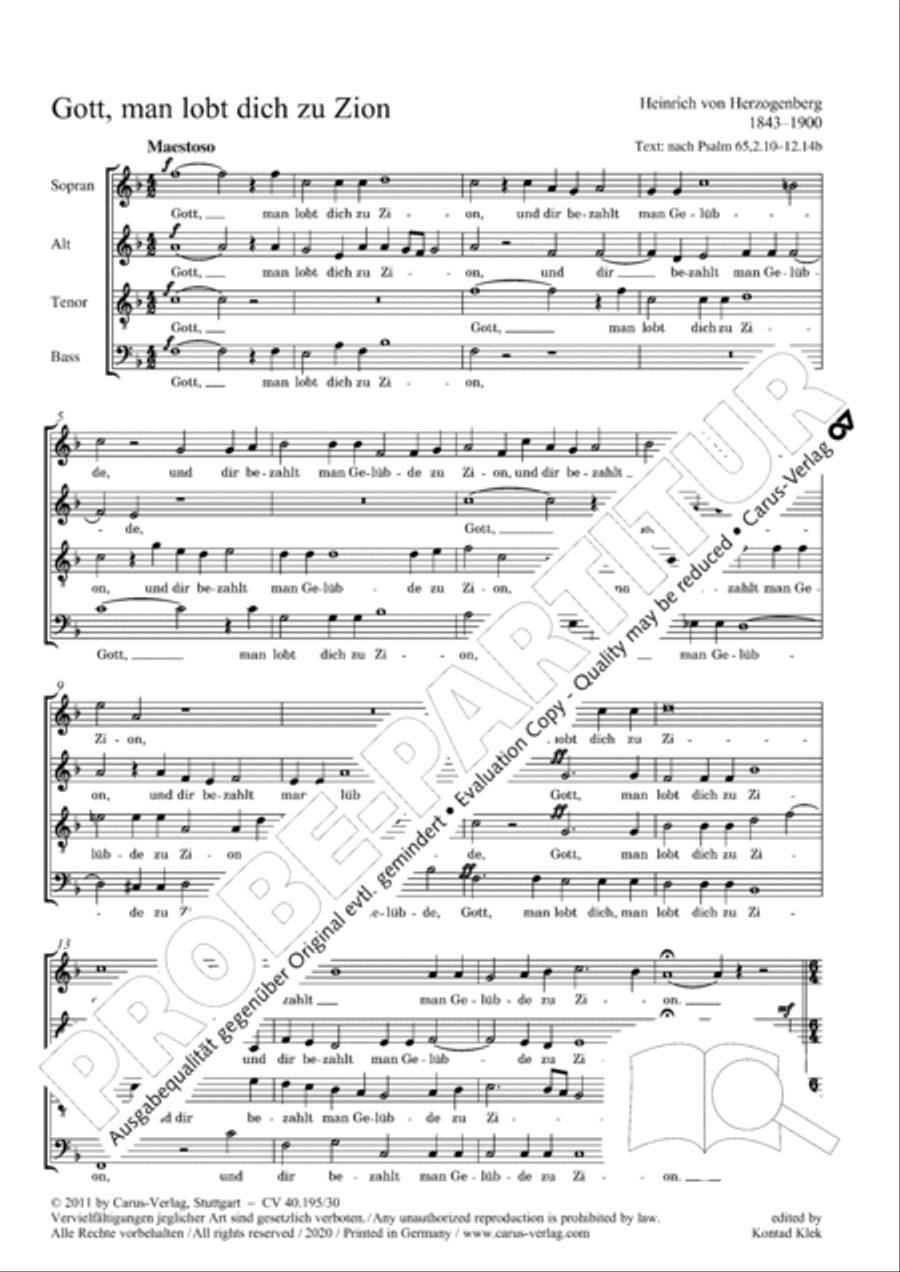 Gott, man lobt dich zu Zion 4-Part scores gallery preview page 3