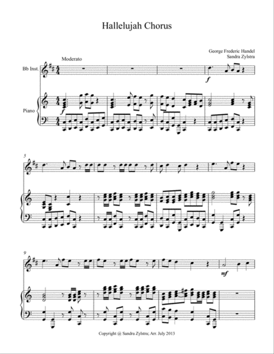Hallelujah Chorus (treble Bb instrument solo) Choir scores gallery preview page 2
