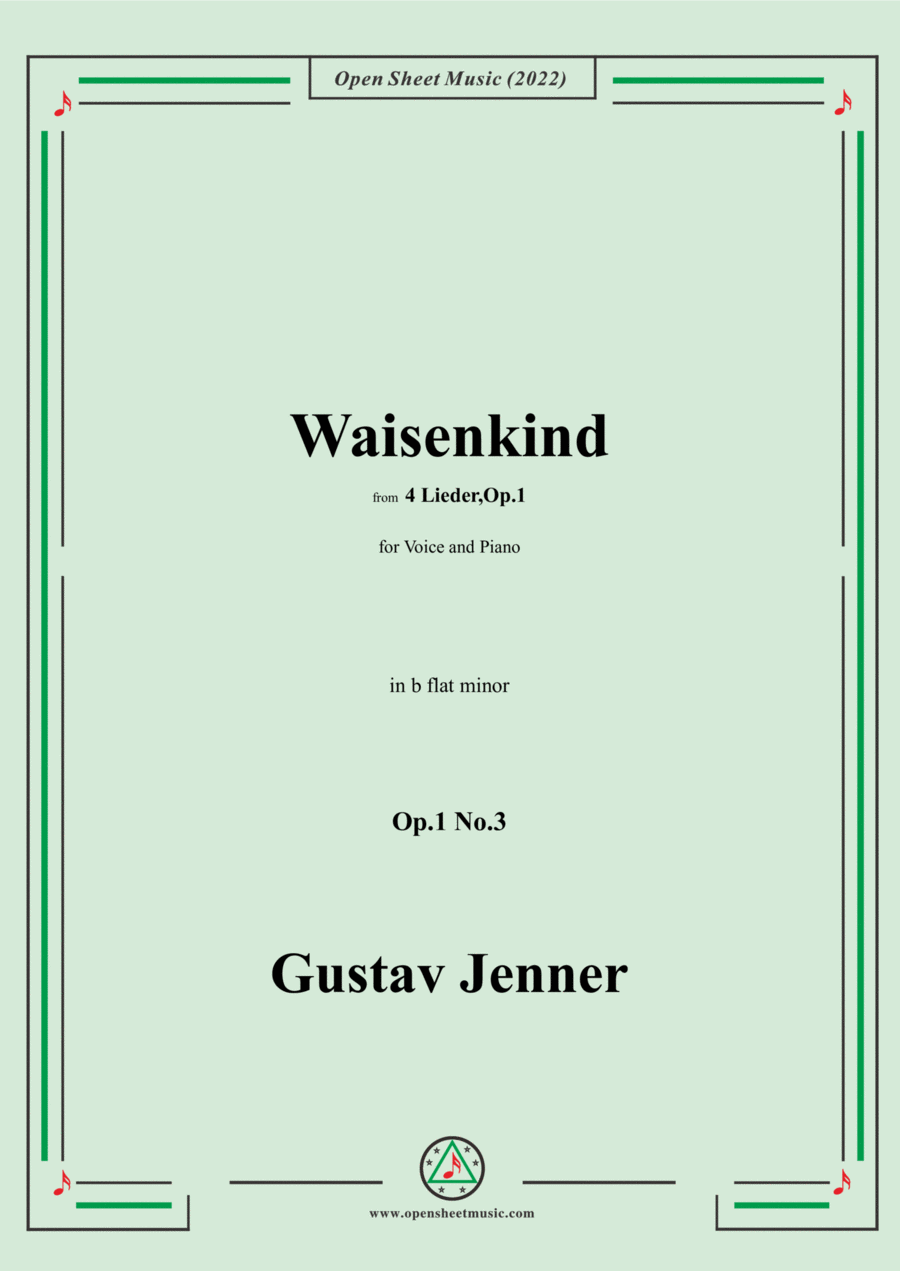 Jenner-Waisenkind,in b flat minor,Op.1 No.3,from '4 Lieder,Op.1' Voice scores gallery preview page 1