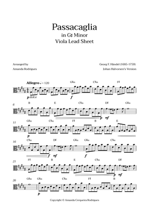 Book cover for Passacaglia - Easy Viola Lead Sheet in G#m Minor (Johan Halvorsen's Version)