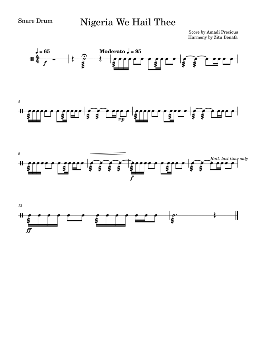 Nigeria We Hail Thee (Nigeria's National Anthem) Marching Band scores gallery preview page 1