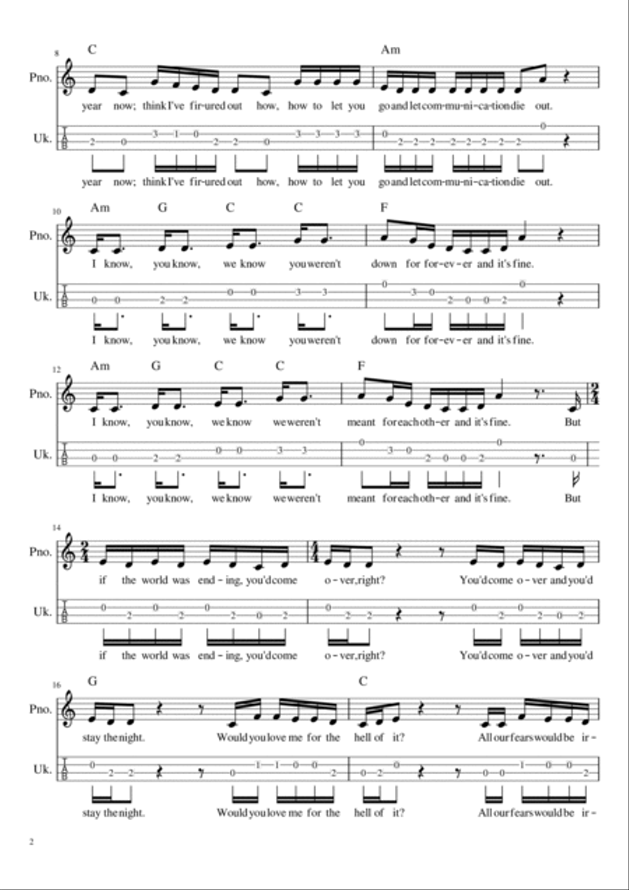 If The World Was Ending Ukulele scores gallery preview page 2