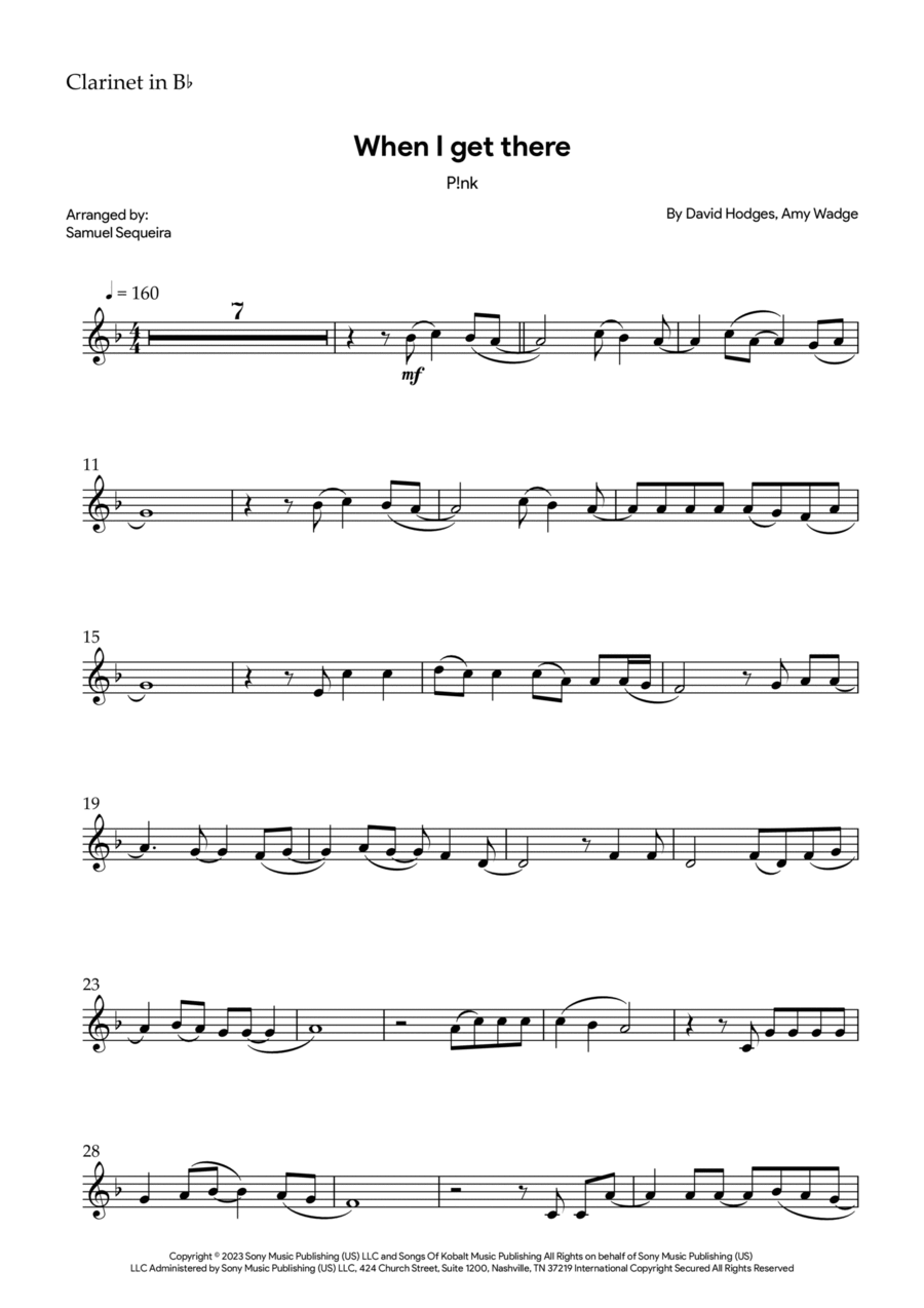 When I Get There B-Flat Clarinet scores gallery preview page 1
